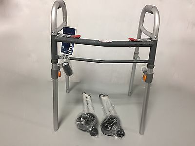 Deluxe Two Button Folding Walker with 5-Inch Wheels
